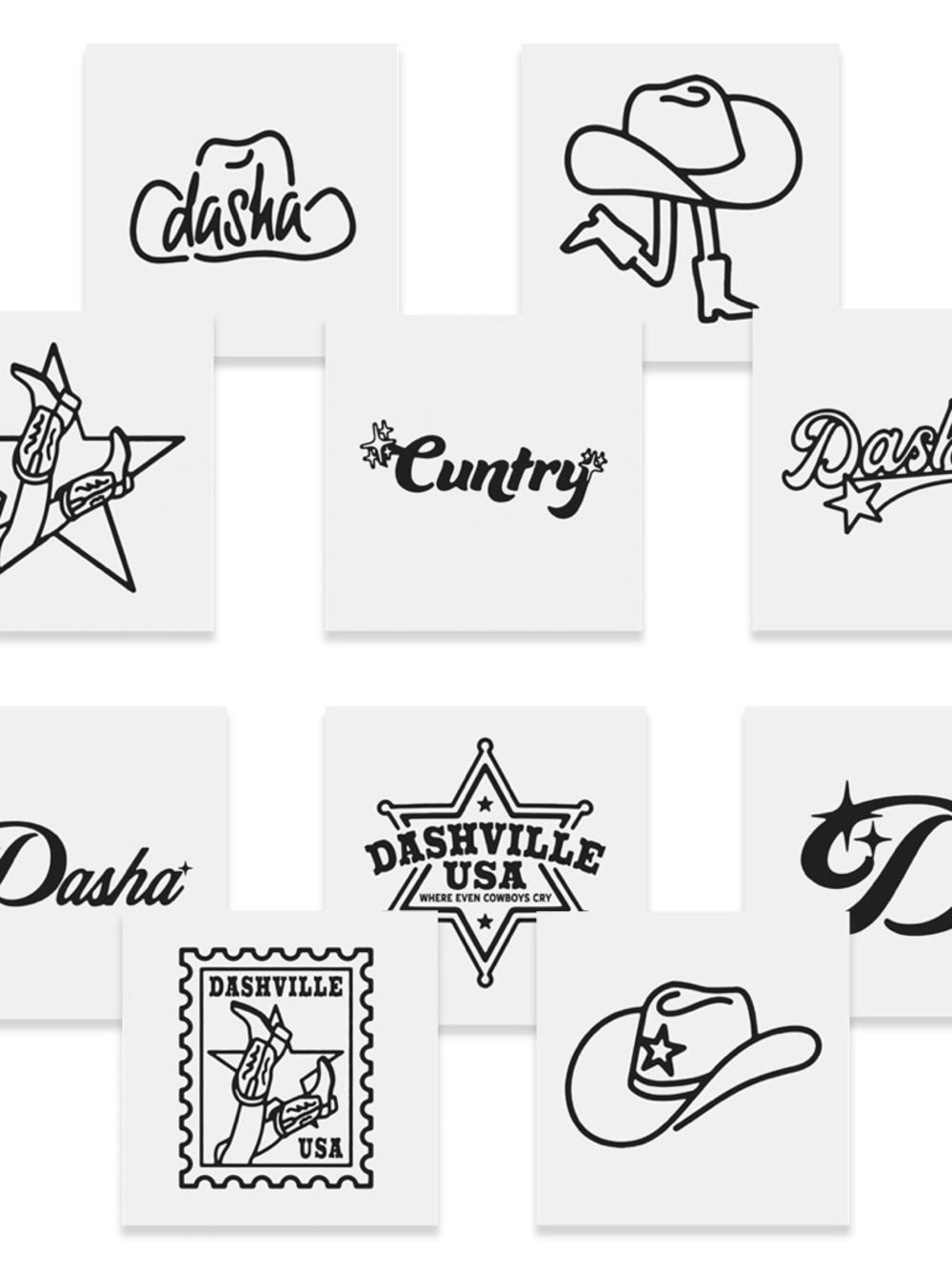 10 Dasha Temporary Tattoos